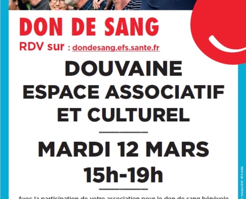 Affiche de l'EFS pour le don du sang du 12 mars 2024 à Douvaine