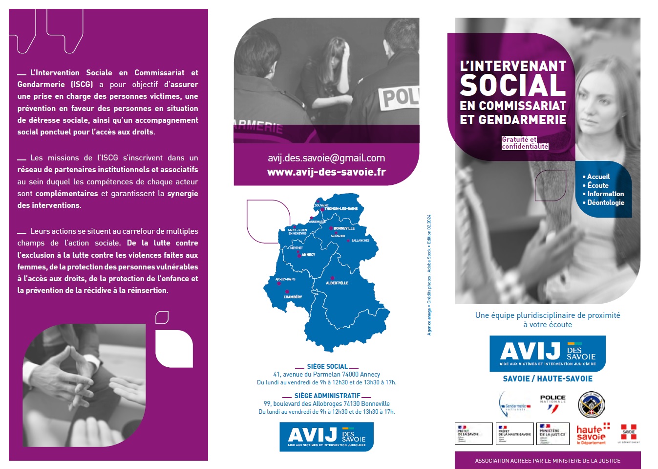 flyer descriptif de l'intervenant socia en commissariat et gendarmerie