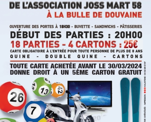 Affiche officielle du grand loto Joss Mart du 30 mars 2024