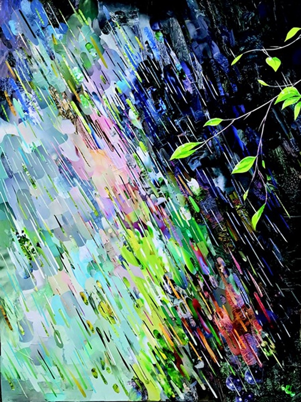 peinture de Sabine Christin intitulé le pluie