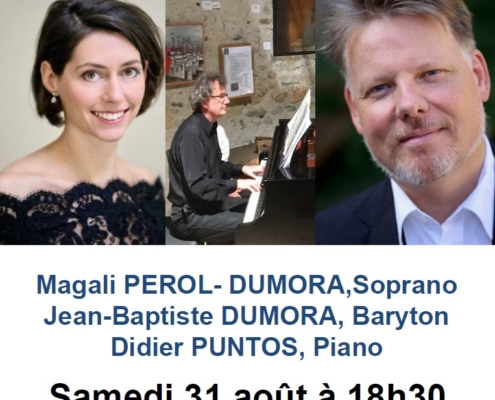 Affiche du Récital chant-piano du 31 août 2024avec photo des artistes