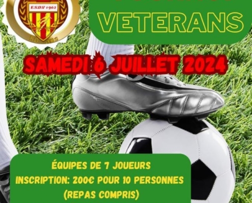 Affiche du tournoi du 6 juillet 2024 avec éléments pour inscription jusqu'au 15 juin.