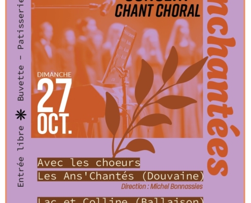 Affiche du concert "les Voix enchantées" le 27 octobre 2024 à la salle du coteau de Douvaine à 17h