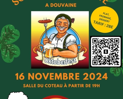 Affiche de la soirée oktoberfest du 16 novembre 2024 à la salle du Coteau Douvaine