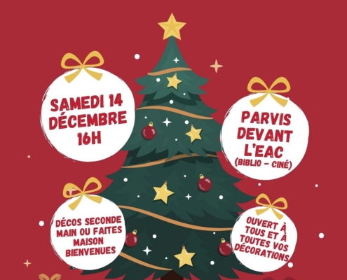 Affiche pour l'après-midi décoration des Sapins sur le parvis de l'EAC - samedi 14 décembre 2024 dès 16h