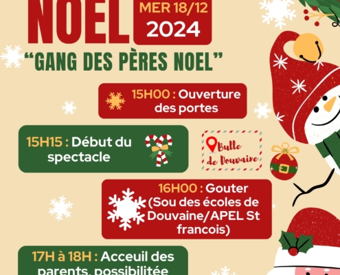 Affiche de l'AFR pour leur spectacle de Noël du mercredi 18 décembre 2024 à 15h à la Bulle de Douvaine.