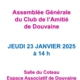 Affiche annonçant l'assemblée générale du Club de l'Amitié le 23 janvier 2025