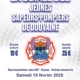 affiche de la soirée repas, spectacle soirée dansante des Jeunes Sapeur-Pompiers de Douvaine, le samedi 15 février 2025 à la Bulle de Douvaine