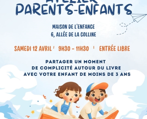 Affiche pour l'atelier parent-enfant proposé par le RPE le samedi 12 avril 2025