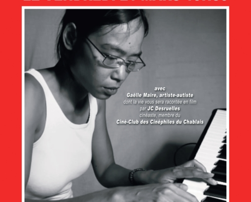 Affiche pour le concert de piano suivi du film débat sur la vie et le handicape de l'artiste : Gaëlle Maire