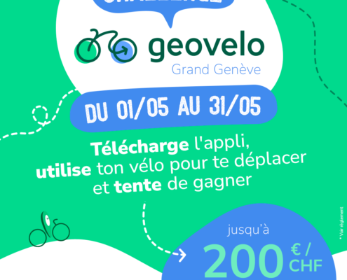 affiche du challenge géovélo du 01/05 au 31/05/2025 sur le grand Genève