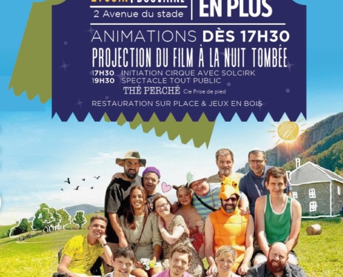 affiche de la projection du 27 juin au stade de Douvaine dans le cadre des ciné plein air de la MJC