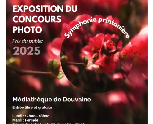 Affiche de l'Exposition du concours photo "Symphonie Printanière" du 19 juin au 04 juillet 2025 à la médiathèque de Douvaine
