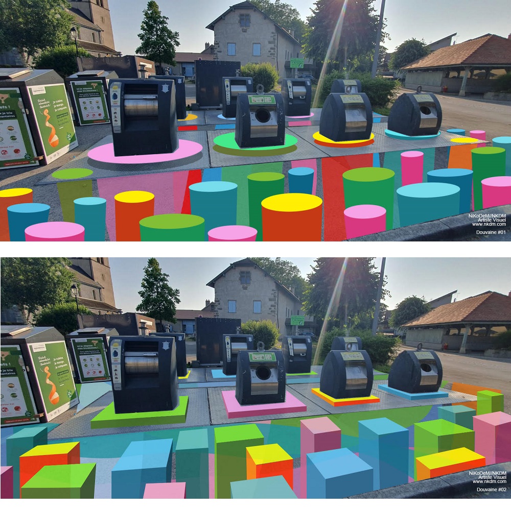 visuel des projets de fresques autour du Point d'Apport de la Rue des Martyrs du 24 au 28 juin 2025