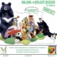 affiche de l'événement Partir en Livre de la médiathèque de Douvaine avec les dates des lectures dans les parcs publics de la ville.