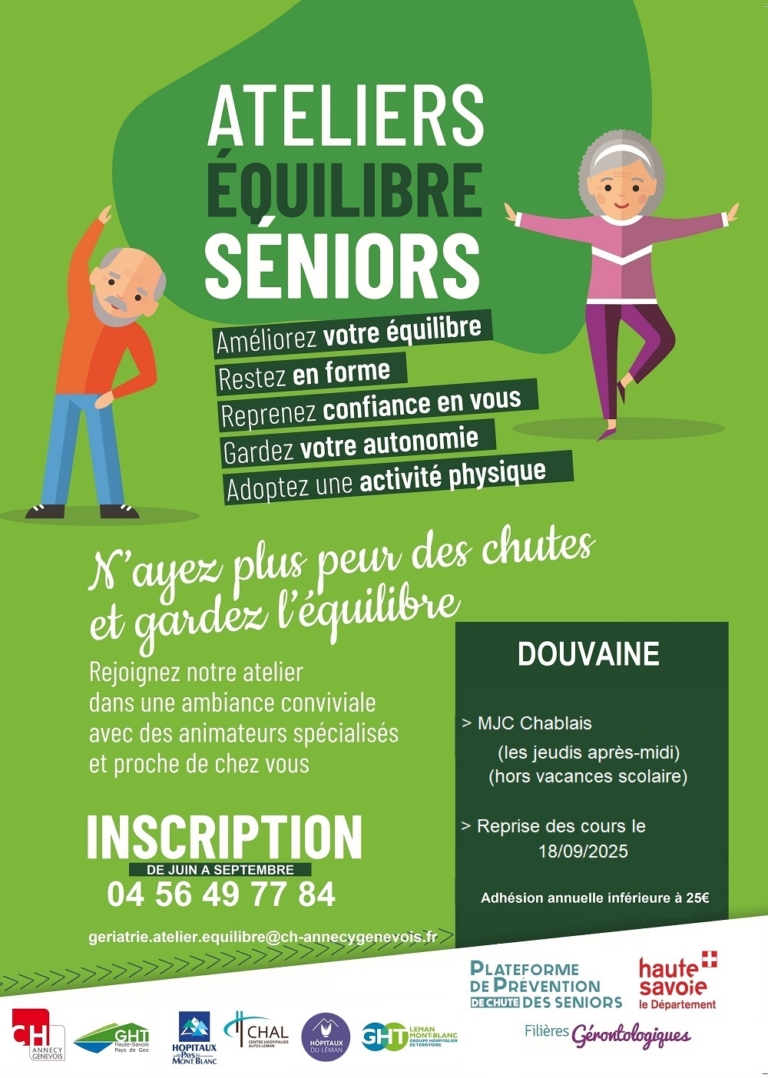Affiche pour les ateliers équilibres personnalisée pour Douvaine
