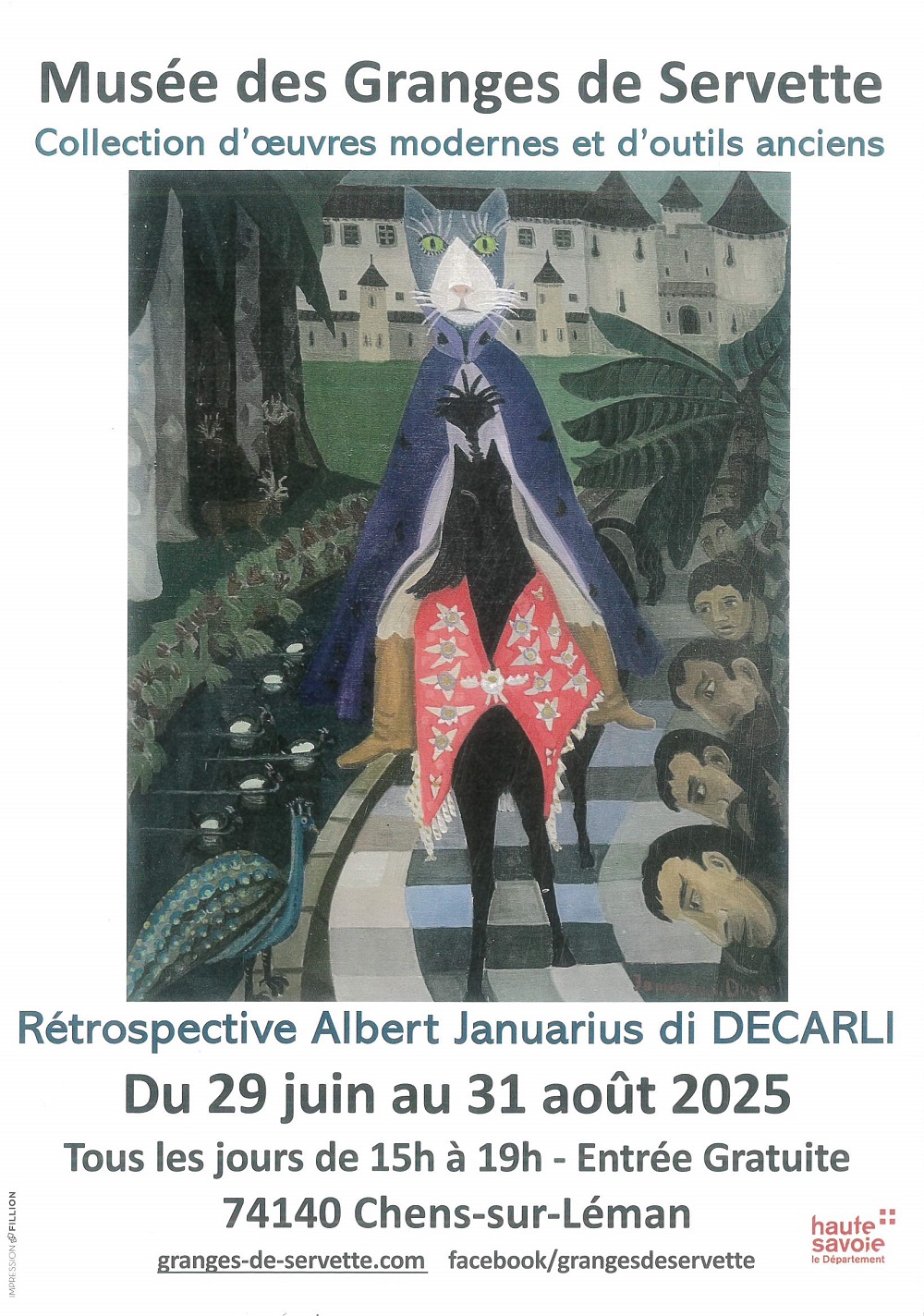Affiche de l'exposition rétrospective d'Albert Januarius di Decarli l'été 2025