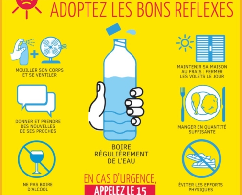 affiche qui rappelle les bonnes pratiques en cas de canicule