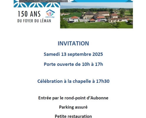 invitation aux 150 ans du Foyer du Léman, le 13 septembre 2025