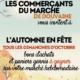 Affiche pour promouvoir l'ation sur les 4 dimanhes d'octobre pour fêter l'automne. des bons d'achat, paniers garnis à gagner sur le marché hebdomadaire.