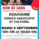 Affiche pour la collecte de sang du 09 septembre 2025 salle du coteau 10h-13h et 15h30-19h.