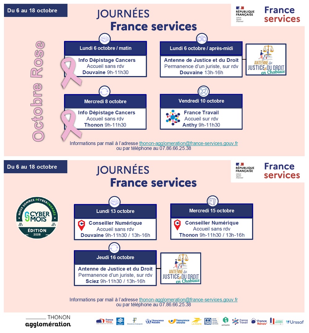 planning des RDV dans le cadre des Journées France Services