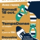 Affiche de la grande soirée dansante à la bulle de Douvaine le samedi 18 octobre 2025 à partir de 19h menu complet : 32€ animé par l'orchestre Temps danse au complet
