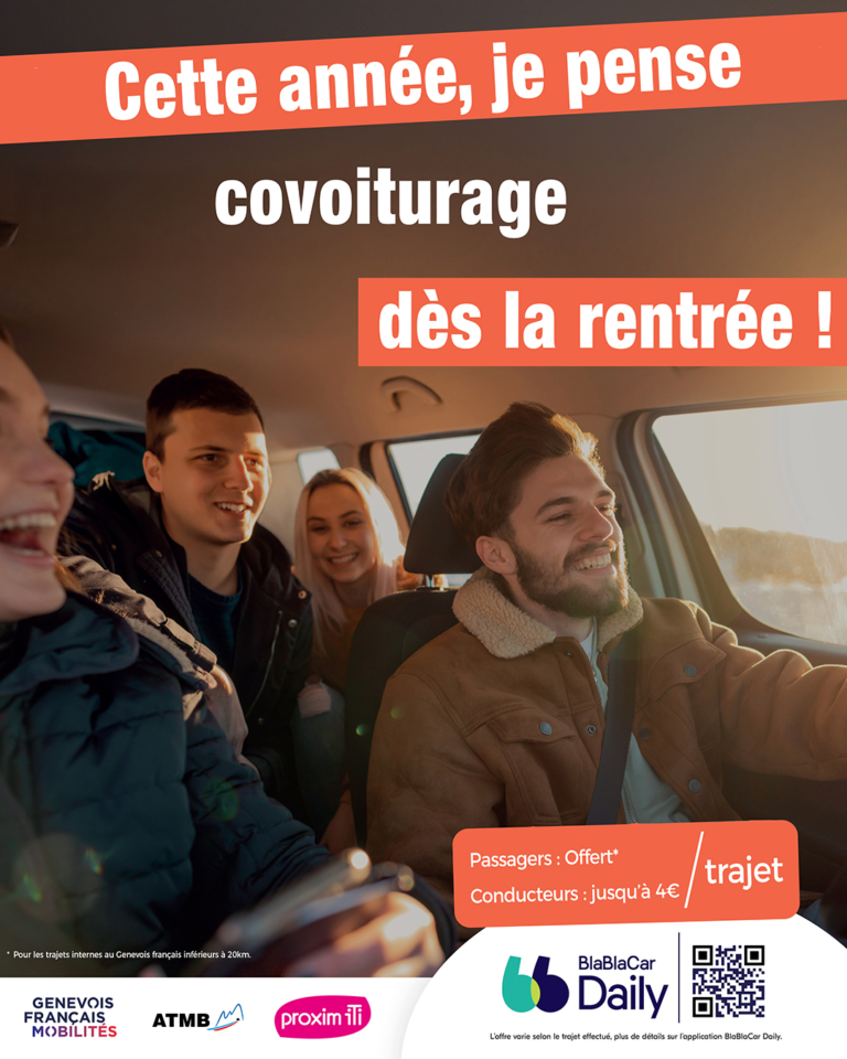 Affiche "cette année pensez covoiturage !"