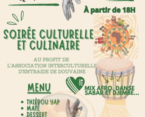 Affiche de la soirée culturelle et culinaire à la salle du coteau le samedi 25 octobre 2025 dès 18h