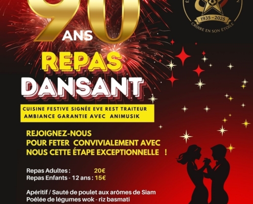 samedi 15 novembre 2025 à 19h à la Bulle de Douvaine, L'ESDL vous propose un repas dansant à 20€ l'entrée (apéritif, sauté de poulet aux aromes de Siam, Poêlée de légumes wok et riz basmati, fromage et dessert) réservations jusqu'au 31 octobre en ligne ou au carnotzet du foot.