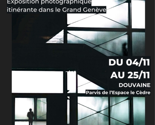 Affiche de l'exposition l'humain au coeur de la nuit pour Douvaine du 4 au 25 novembre 2025