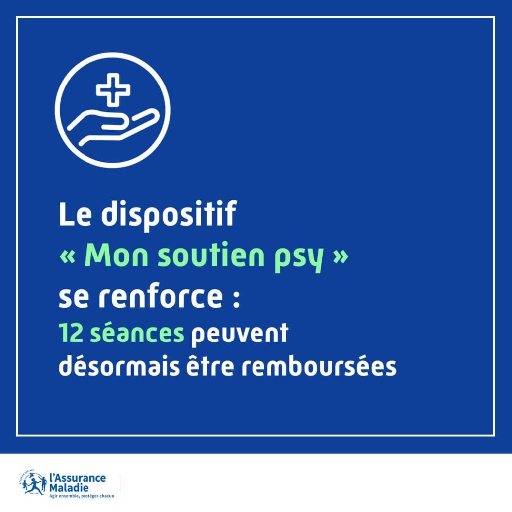Mon soutien psy nov. 2025 Dispositif "Mon soutien psy" se renforce : 12 séances peuvent désormais être remboursées