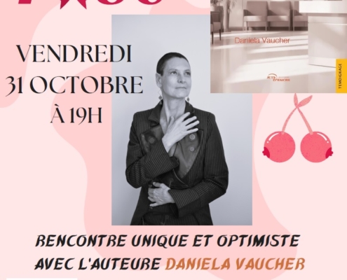 Affiche pour la soirée avec Daniela Vaucher pour la sortie de son livre "la salle d'attente" le vendredi 31 octobre 2025 à 19h à la médiathèque de Douvaine