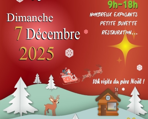 Affiche du marché de Noël à la Bulle de Douvaine de 9h à 18h, dimanche 7 décembre 2025.