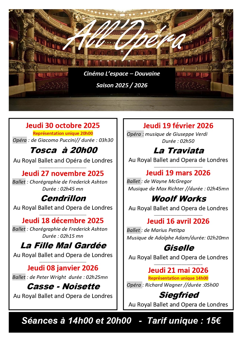 programme de la saison opéra 2025/2026