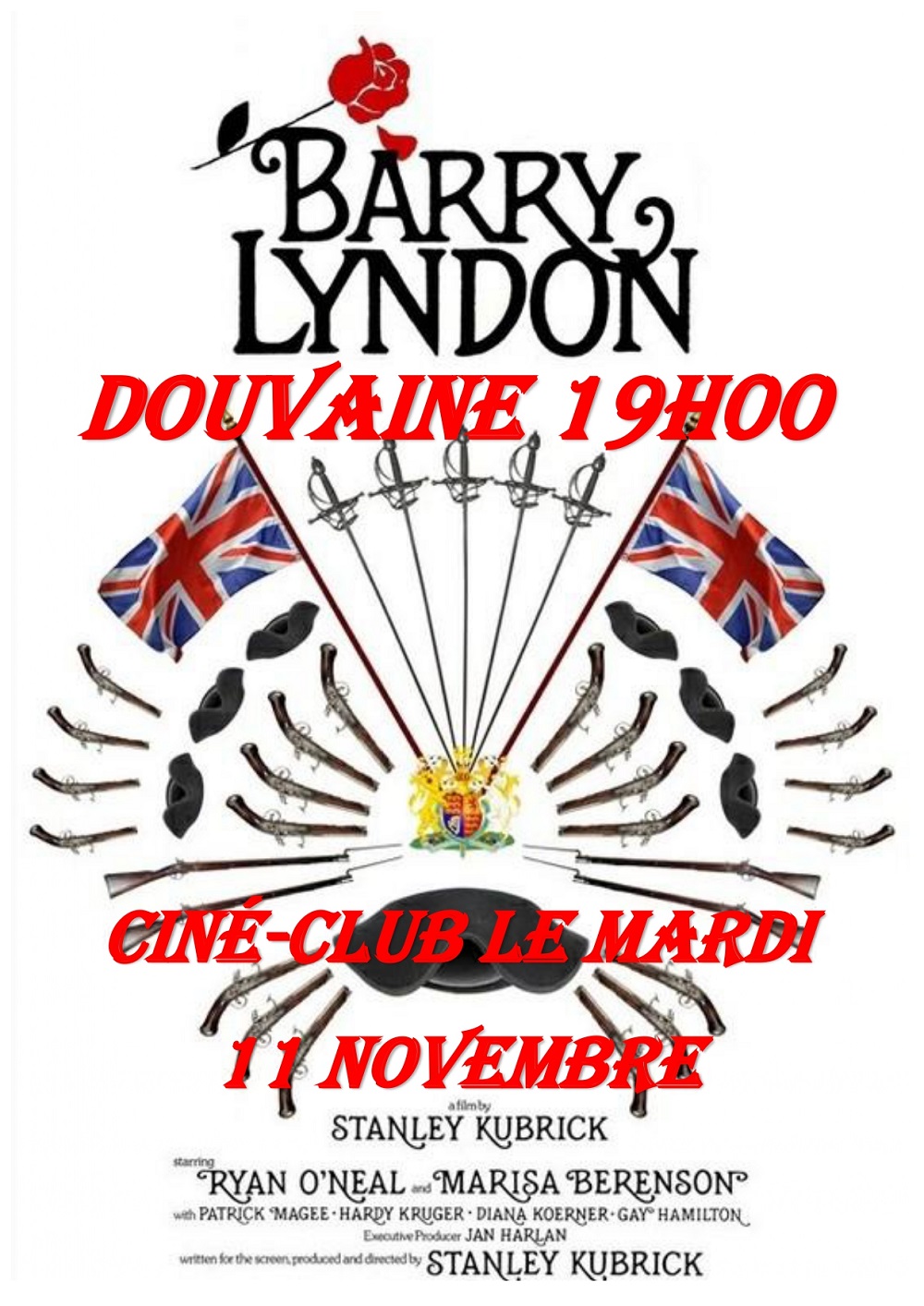 Barry Lyndon_11 nov. 25 Affiche officielle du film Barry Lindon adaptée pour la séance à l'Espace Cinéma de Douvaine, le mardi 11 novembre 2025 à 19h