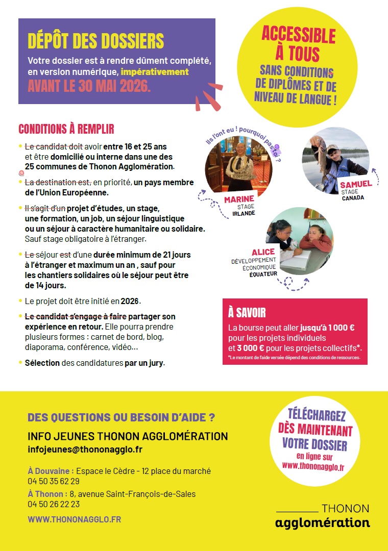 Bourse mobilité verso