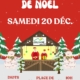 Affiche des animations de Noël le samedi 20 décembre 2025 de 10h à 13h sur la Place de l'Hôtel de Ville. Diots, vin chaud offert et tombola proposée