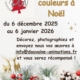 Affiche de l'animation "Donnons des Couleurs à Noël" du 6 décembre au 6 janvier 2026 dans Douvaine. décorez vos appartements, maisons ou commerces, envoyez vos photos à info@douvaine-animations.fr pour participer