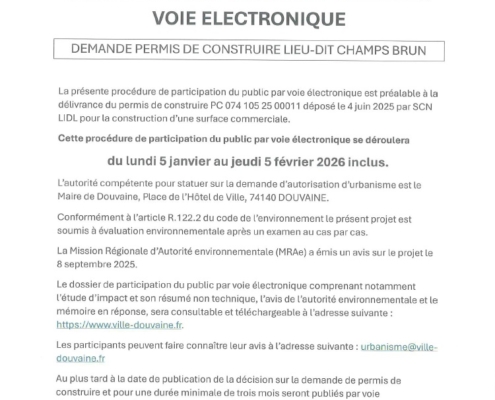 visuel de l'avis de participation du public par voie électronique permis de construire Lidl disponible en fichier .pdf