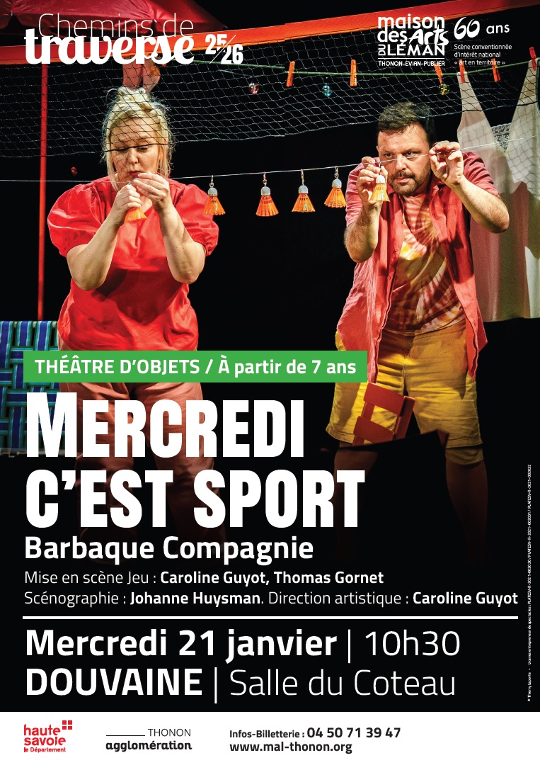 Affiche des chemins de traverse pour le spectacle "Mercredi c'est sport le 21 janvier 2026 à 10h30 à la salle Coteau