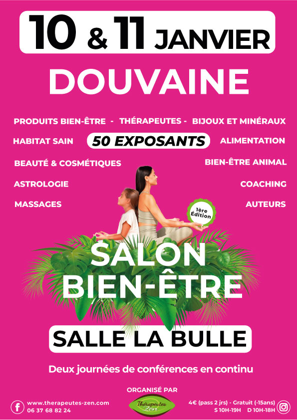 Salon du bien etre 10 et 11 janv. 26 affiche du Salon du Bien-être les 10 et 11 janvier 2026 à la Bulle de Douvaine