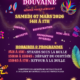 Affiche du carnaval de Douvaine le samedi 07 Mars de 14H à 17h. Rendez-vous à la bulle. Départ du cortège a 15h10. Restauration; Buvette; mini jeux; animations;