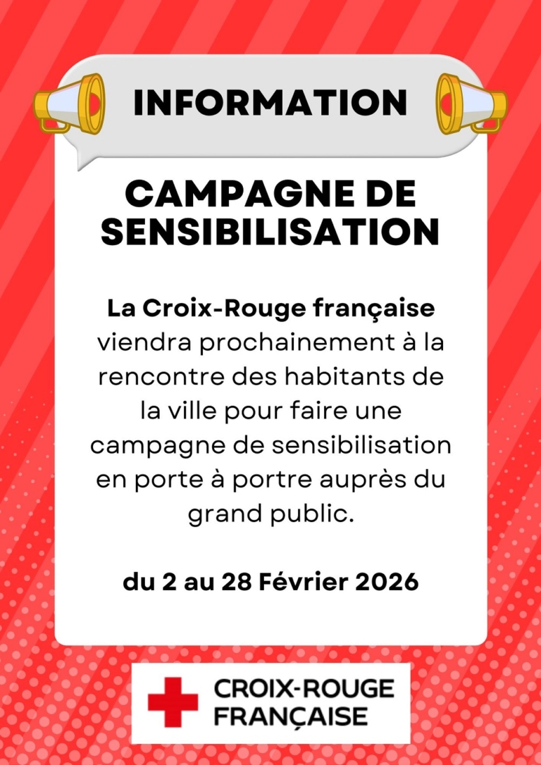 campagne sensibilisation en porte à porte par la croix rouge du 2 au 28 Février 2026 à Douvaine