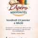 affiche de l'apéro des nouveautés du 23 janvier à 18h30 à la Médiathèque