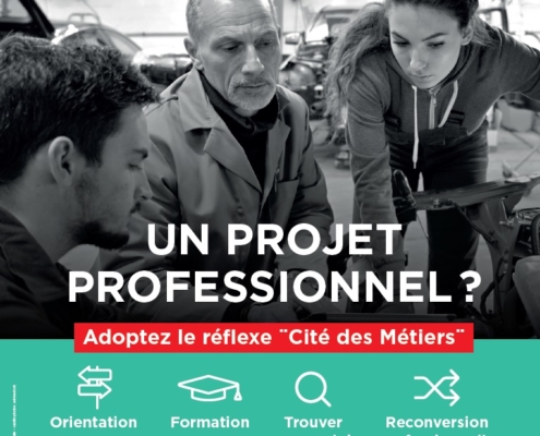 affiche pour la cité des métiers à l'espace Beaulieu de Thonon mail : cite@thononagglo.fr