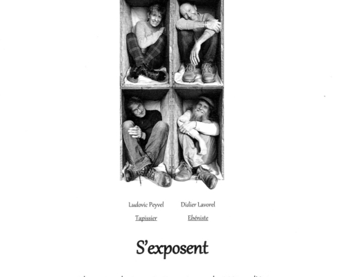 Affiche de l'exposition à la Grange à Joseph les 11 et 12 avril 2026 : "les Métiers du Patrimoine" par Laurence et Olivier Séchaud, Ludovic Peyvel et Didier Lavorel - Entrée de 10h à 18h30