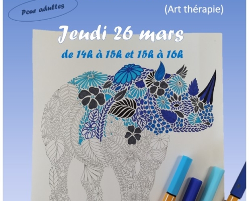 affiche de l'atelier mandala proposé par la médiathèque de Douvaine dans ses locaux le 26 mars 2026