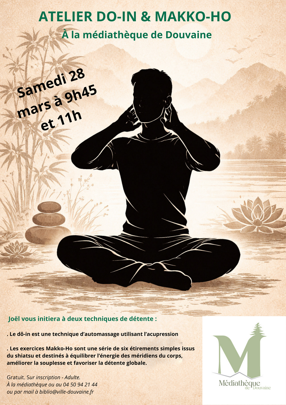 Médiathèque – atelier do-in et makko-ho