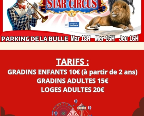 Affiche du Star circus à Douvaine du 14 au 16 avril 2026 parking de la Bulle